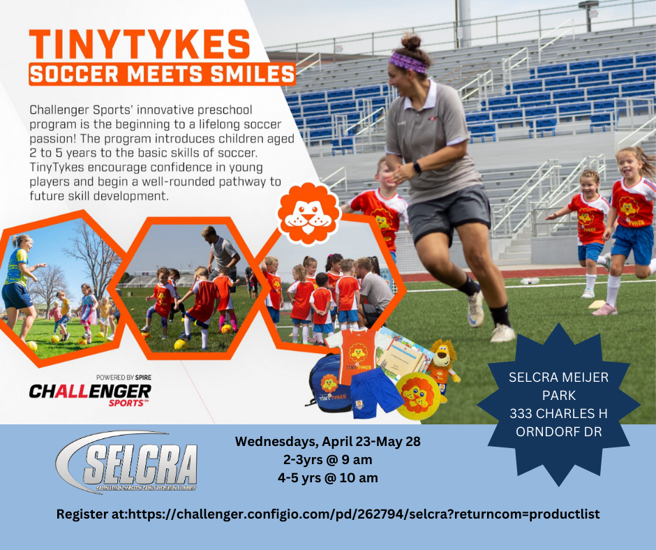 TinyTykes soccer class for preschoolers at SELCRA.