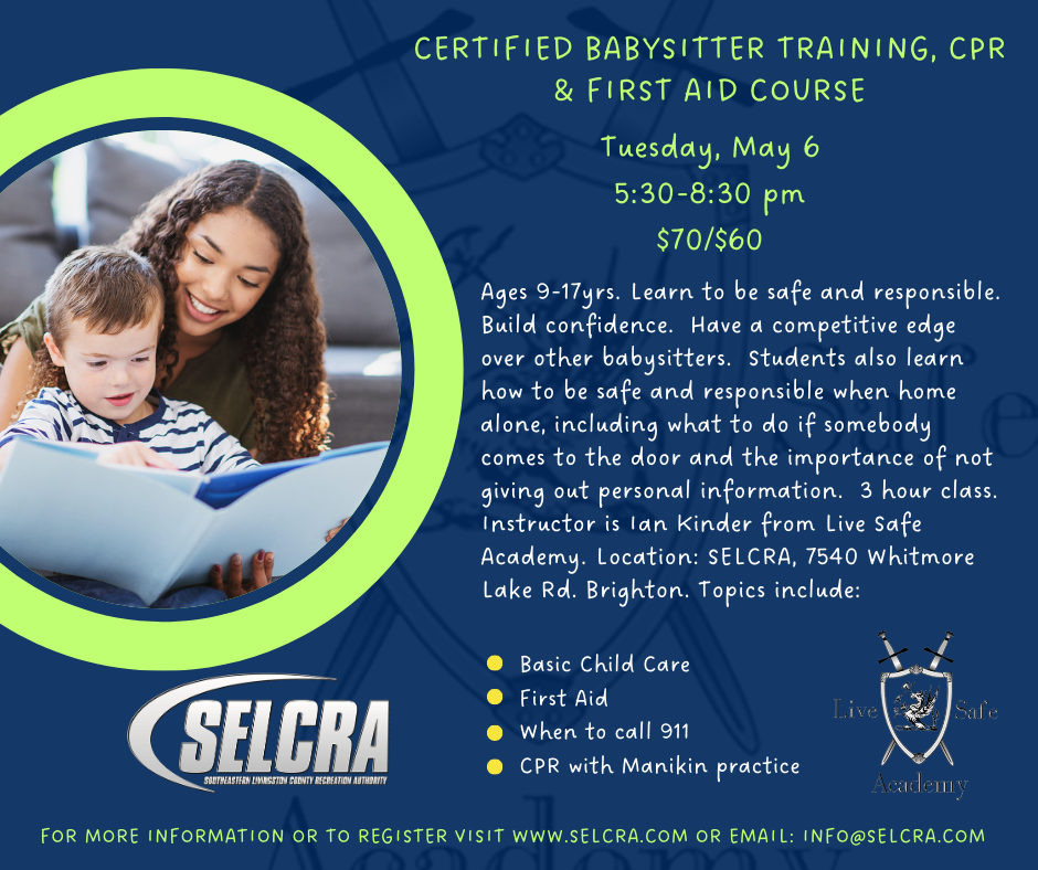 Certified babysitter training, CPR, and first aid course.