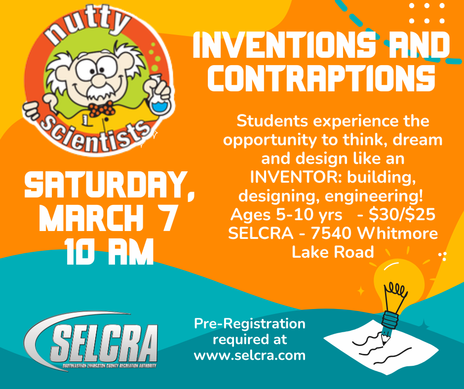 Nutty Scientists event for kids, March 7, SELCRA.
