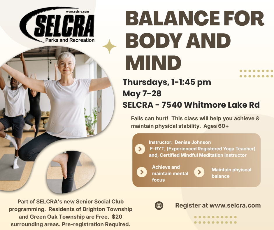 Balance class for seniors at SELCRA, improve stability.