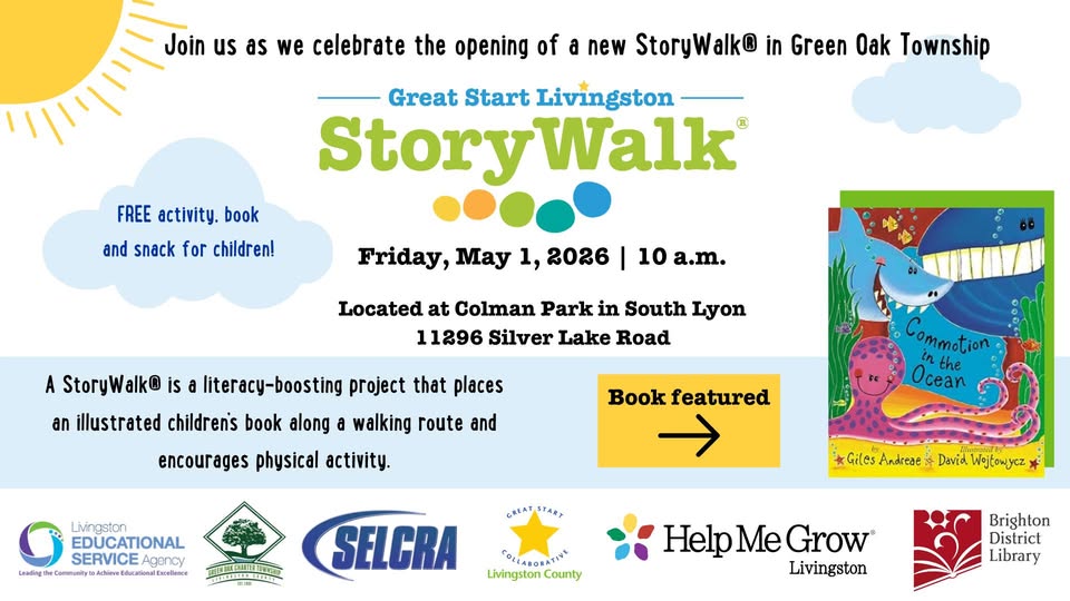 StoryWalk event in Green Oak Township, May 1, 2026.