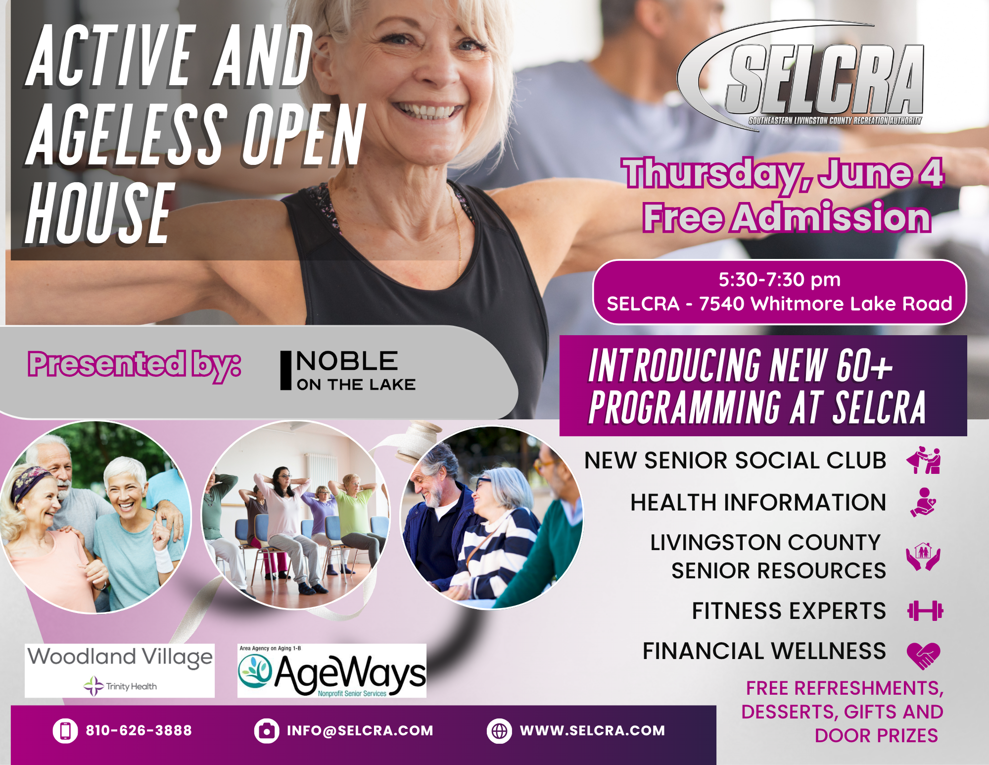 SELCRA senior programs open house, June 4th event.