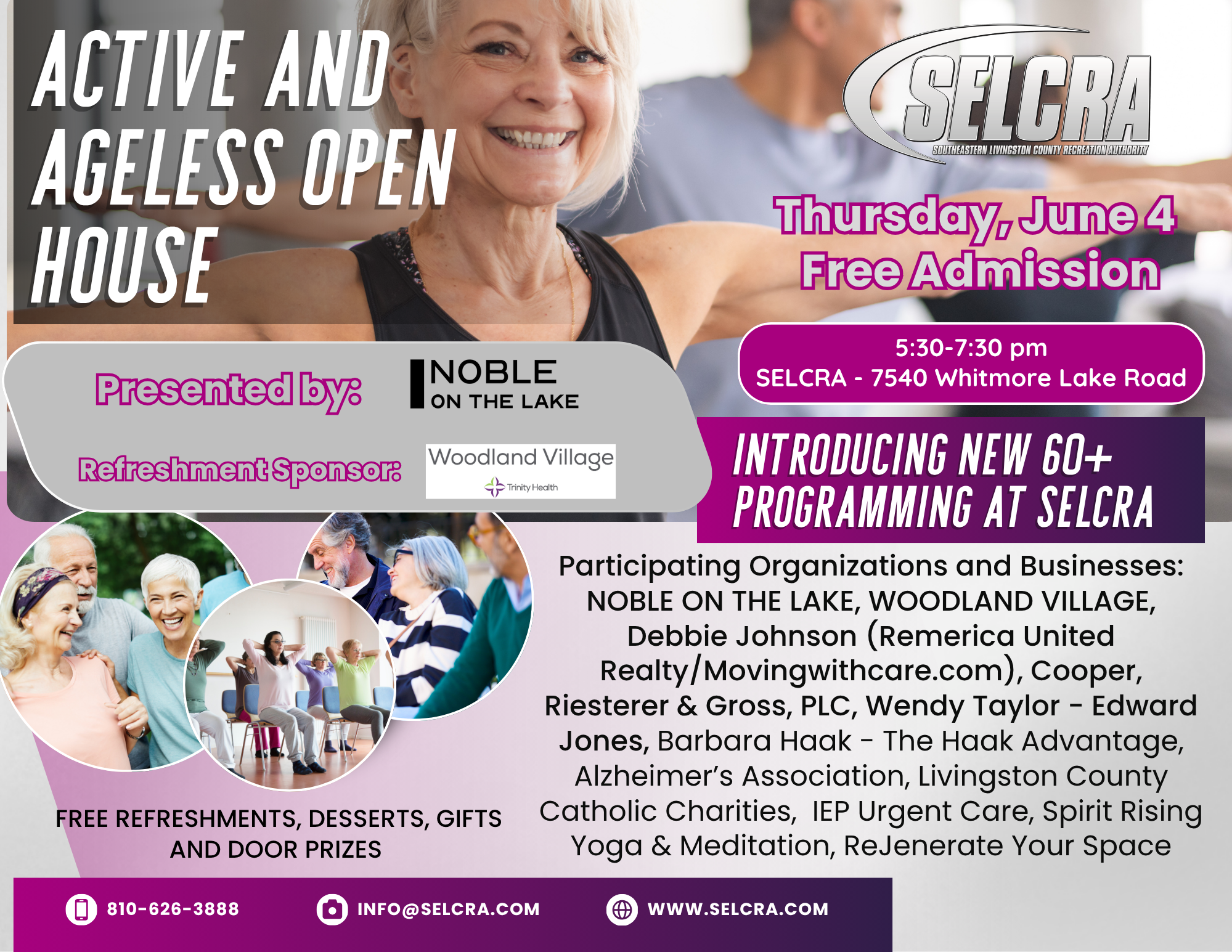 Active and Ageless Open House at SELCRA event poster.