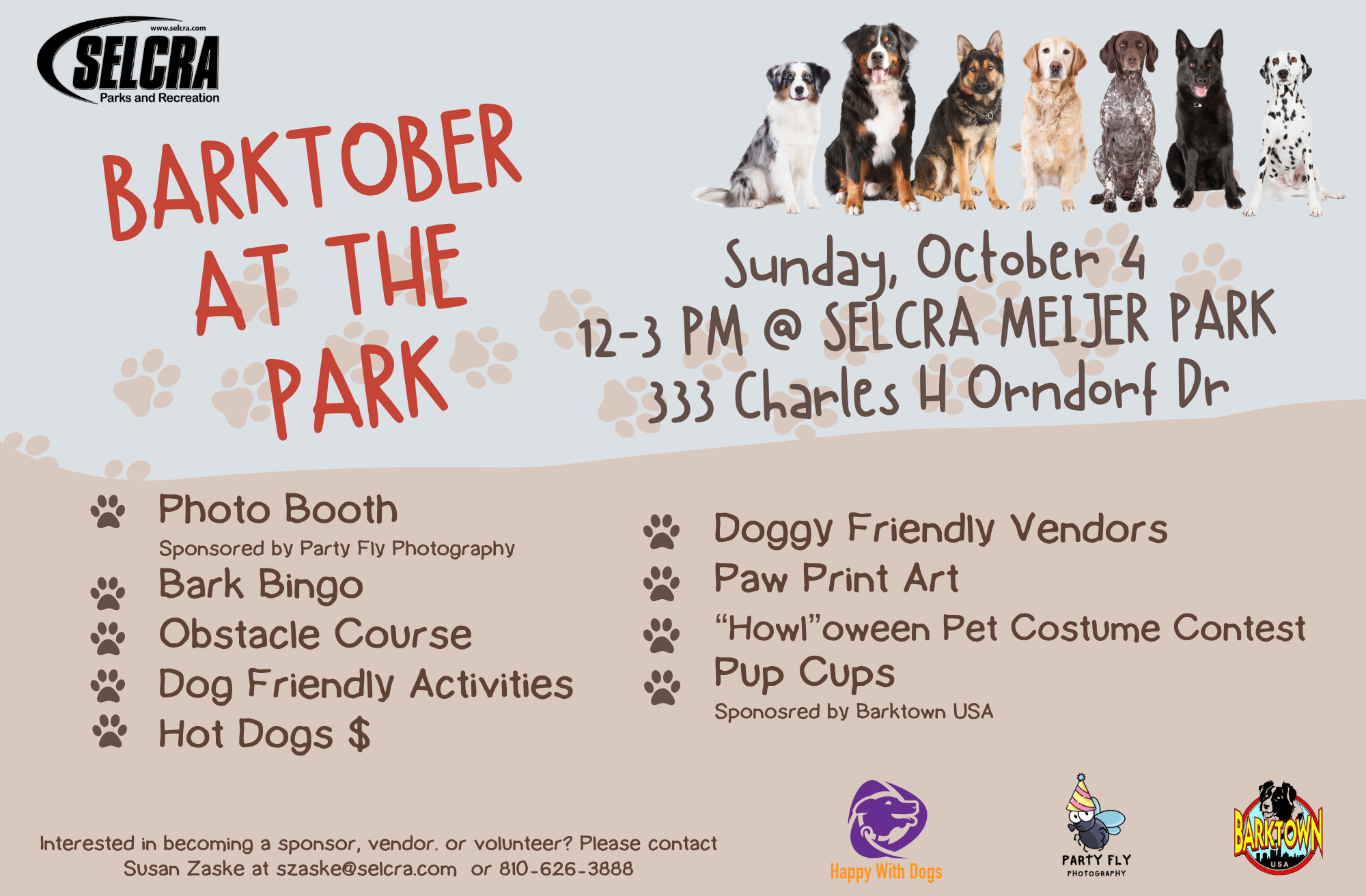 Barktober at the Park dog event flyer